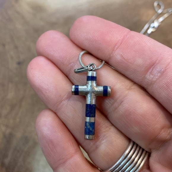 🇮🇹 sterling Silver and stone cross - Picture 6 of 12